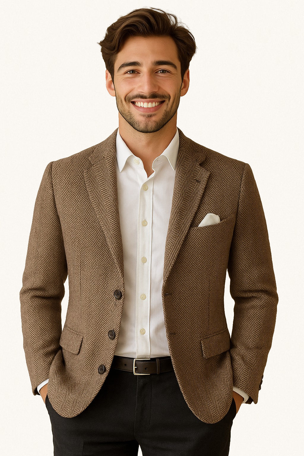 MONSEN Suitory 3 Button Herringbone Jacket in Performance Blend product image