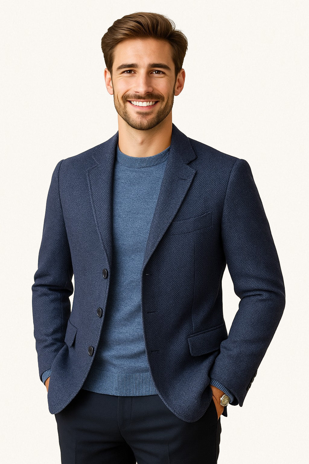 MONSEN Suitory 3 Button Herringbone Jacket in Performance Blend product image
