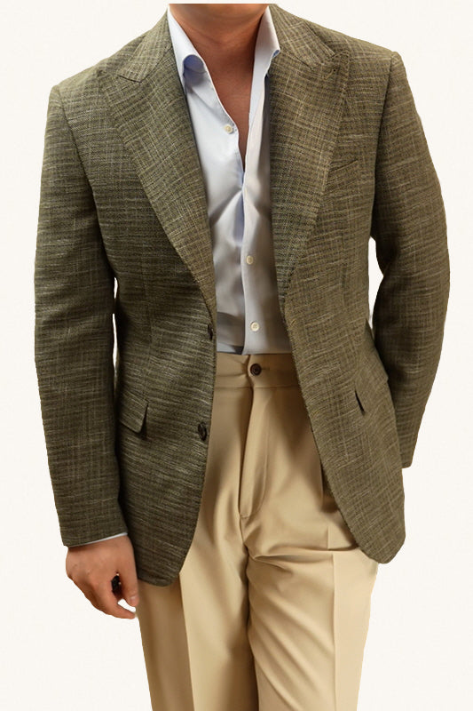 MONSEN Suitory Dark Green Plaid Coat Jacket in Wool product image