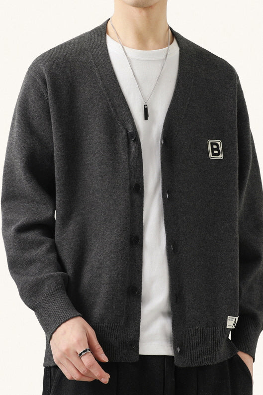 MONSEN Suitory Cotton-Rich V-Neck Knit Cardigan product image