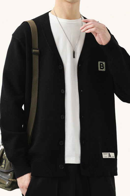 MONSEN Suitory Cotton-Rich V-Neck Knit Cardigan product image