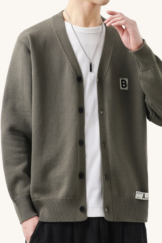 MONSEN Suitory Cotton-Rich V-Neck Knit Cardigan product image