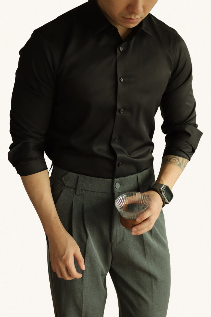 MONSEN Suitory Non-Iron Silky Stretch Dress Shirt in Silk Blend product image