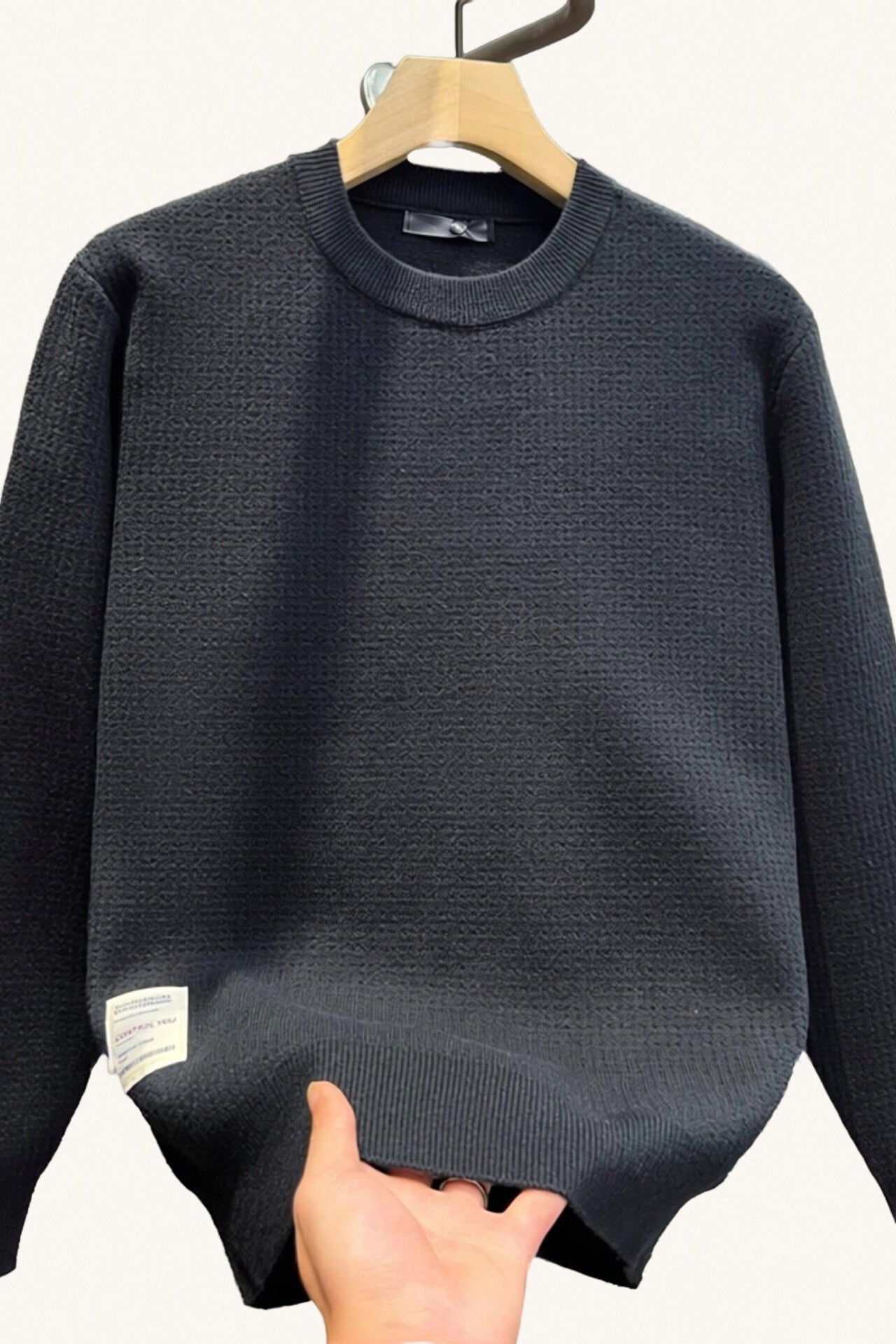 MONSEN Suitory Waffle Knit Sweater in Denim product image