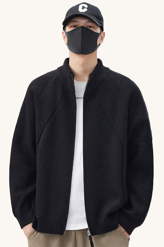 MONSEN Suitory Thick Knit Stand-Collar Cardigan in Performance Blend product image