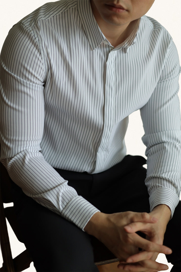 MONSEN Suitory Wrinkle-Free Striped Shirt in Performance Blend product image