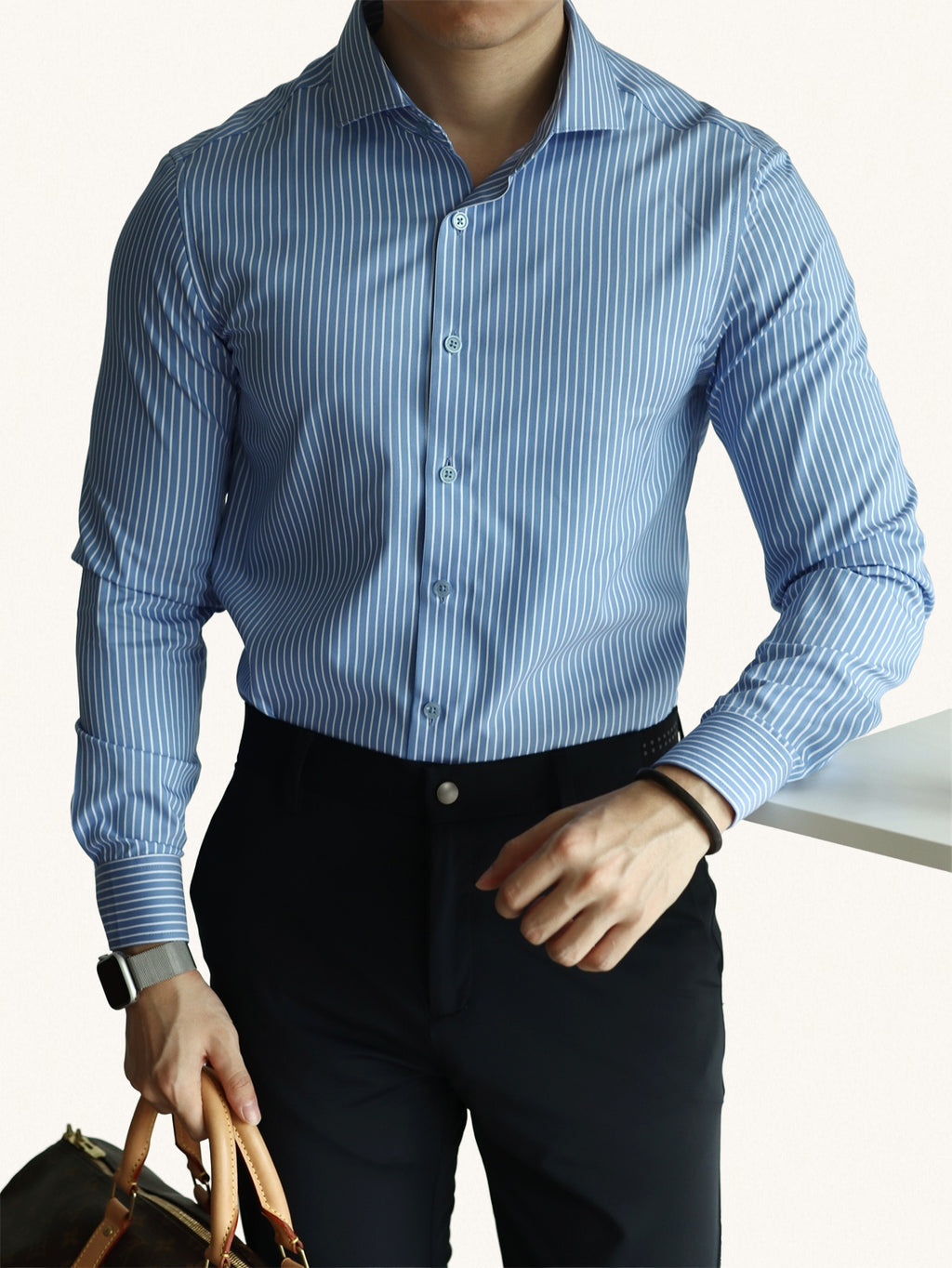 MONSEN Suitory Lenzing Modal Vertical-Stripe Shirt in Performance Blend product image