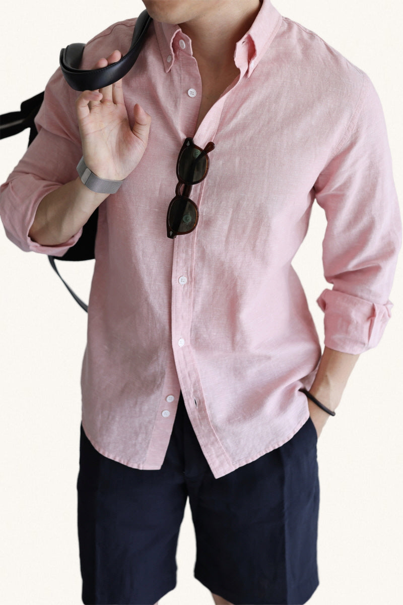 MONSEN Suitory Linen-Cotton Yarn-Dyed Shirt product image