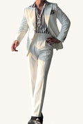 MONSEN Suitory Half-Lined, Stretch Seersucker Suit in Performance Blend front view