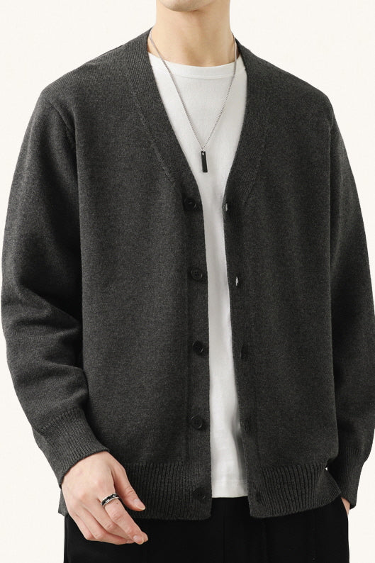 MONSEN Suitory Cotton-Rich V-Neck Knit Cardigan product image