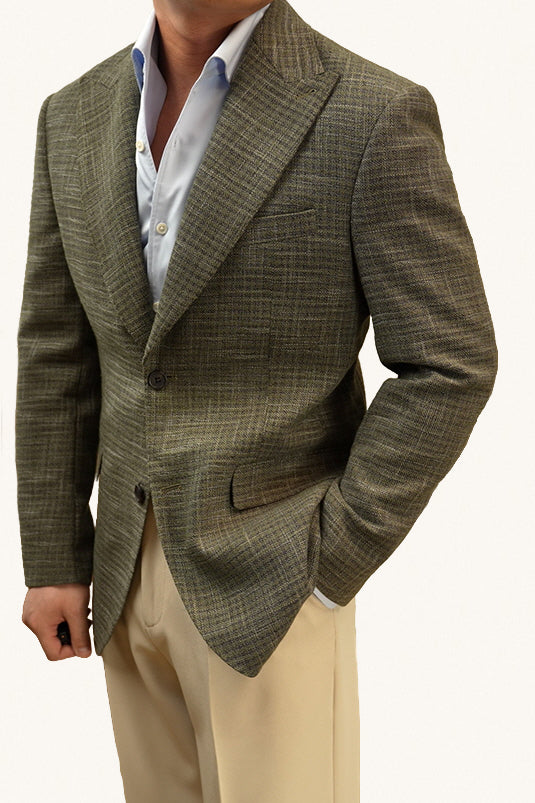 MONSEN Suitory Dark Green Plaid Coat Jacket in Wool product image