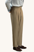 MONSEN Suitory Double-Pleated Trousers in Performance Blend front view