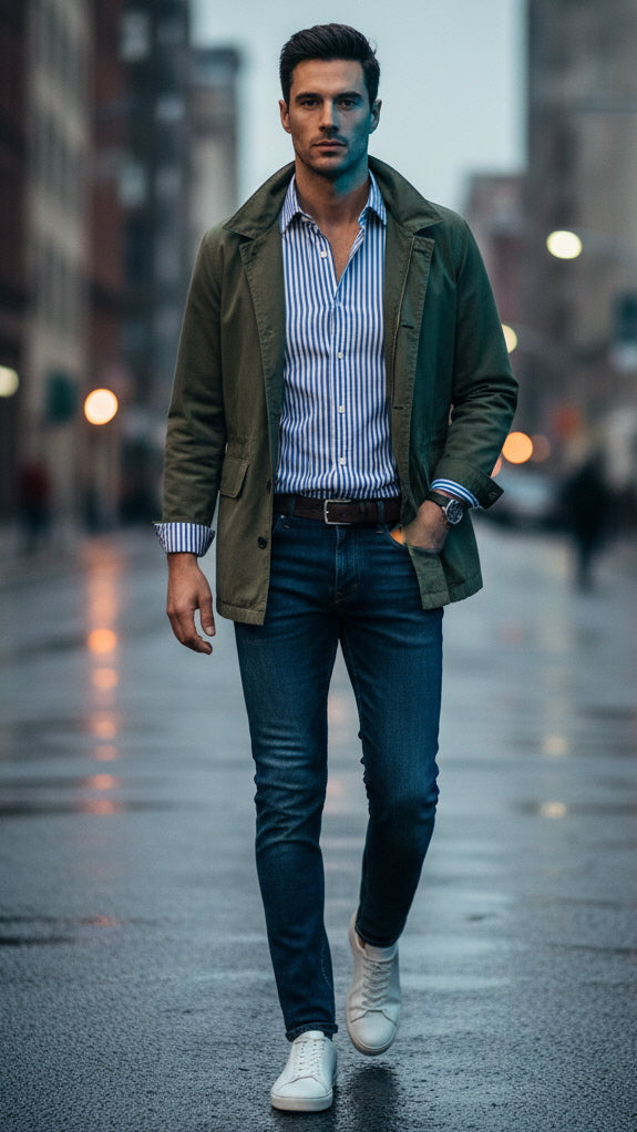 MONSEN Suitory Linen-Cotton Stripe Shirt product image