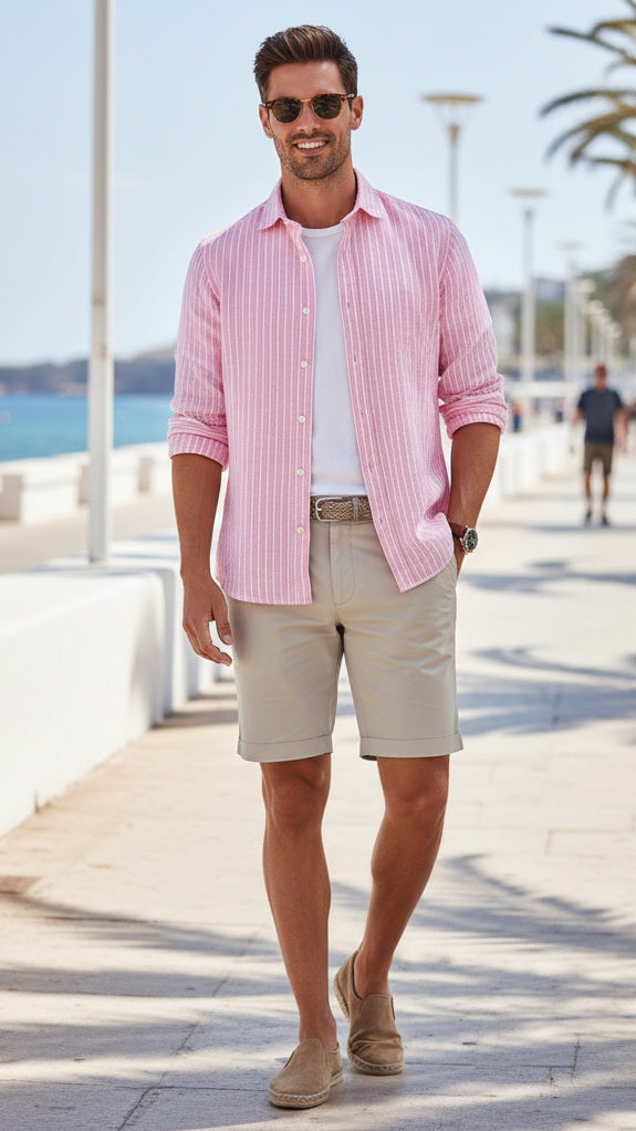 MONSEN Suitory Linen-Cotton Stripe Shirt product image