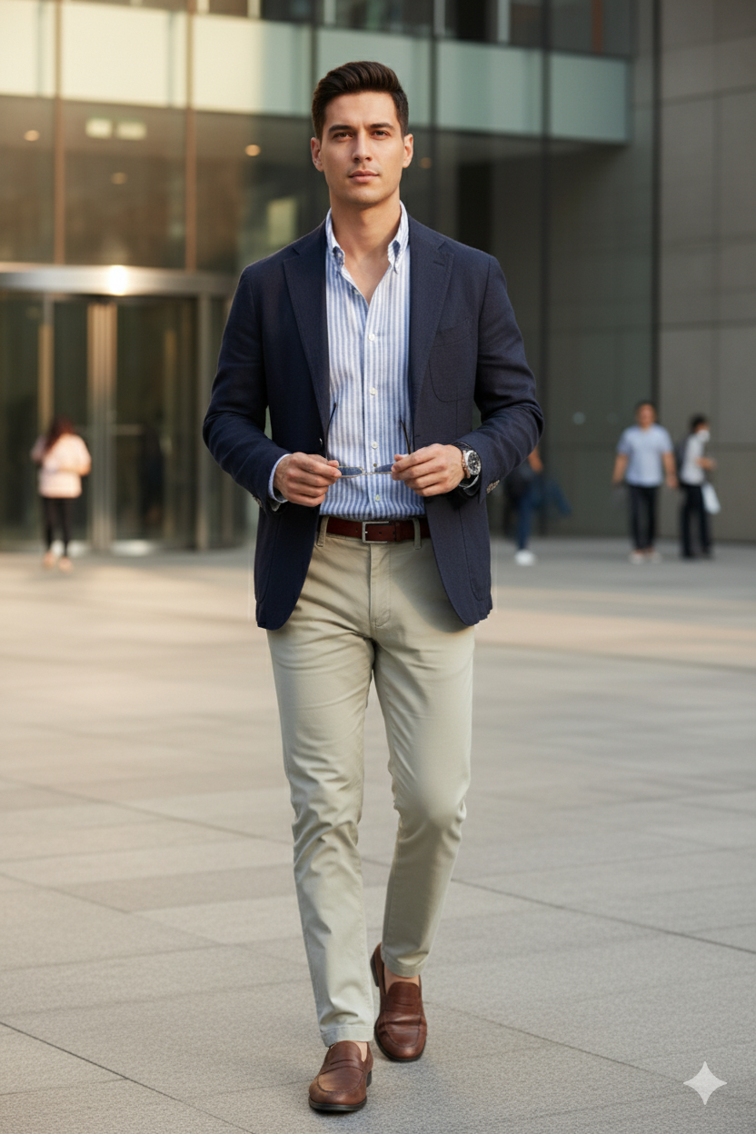 MONSEN Suitory Linen-Cotton Stripe Shirt product image