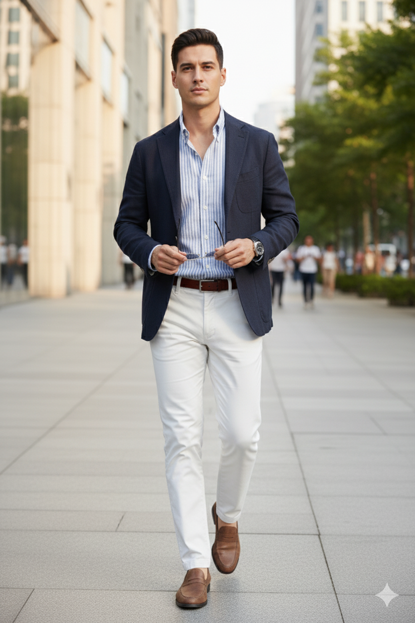 MONSEN Suitory Linen-Cotton Stripe Shirt product image