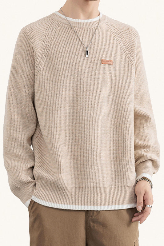 MONSEN Suitory Faux Two-Piece Crewneck Sweater in Performance Blend front view
