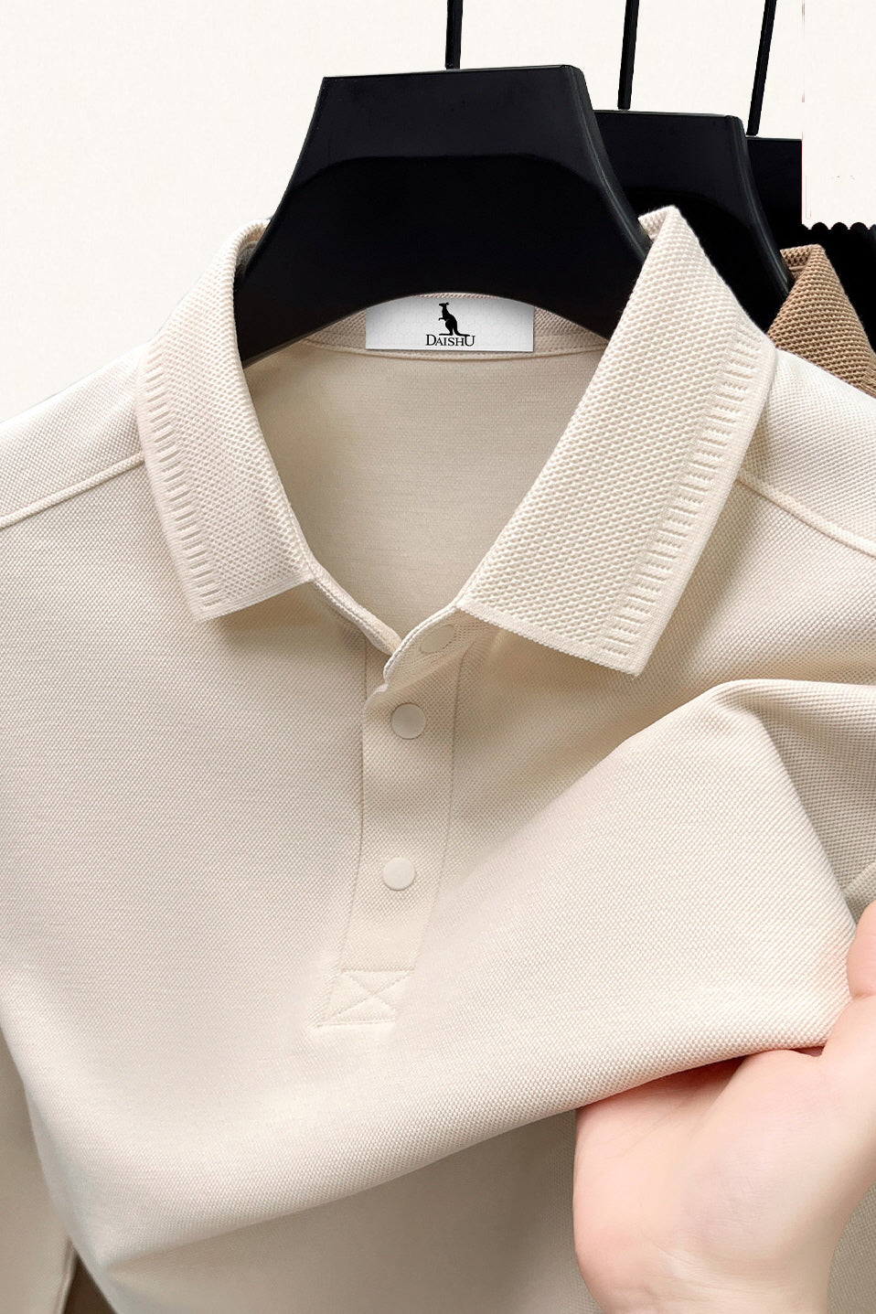 MONSEN Suitory Cotton-Blend Long-Sleeve Polo front view