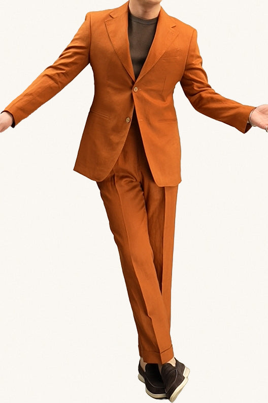 MONSEN Suitory 100% Linen Half-Lined Suit front view