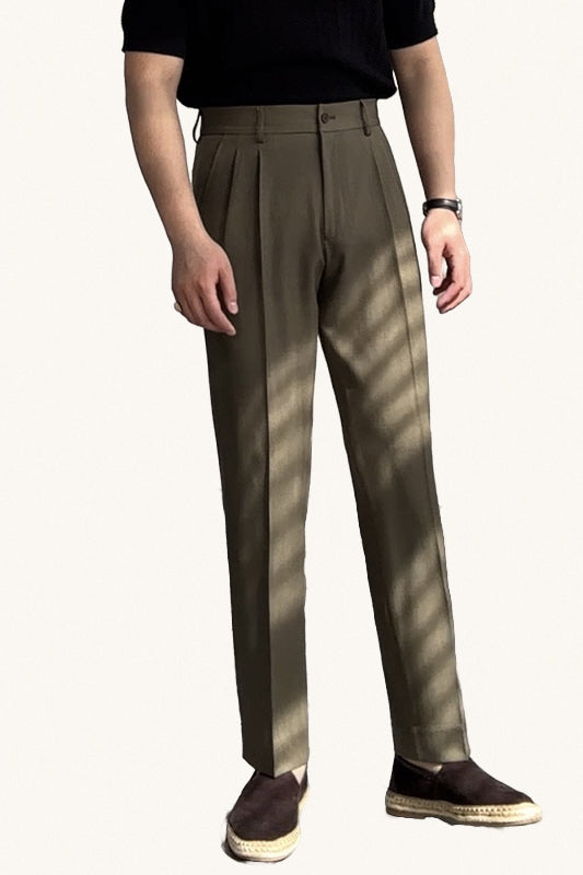 MONSEN Suitory Solid-Color Straight Pants in Performance Blend front view
