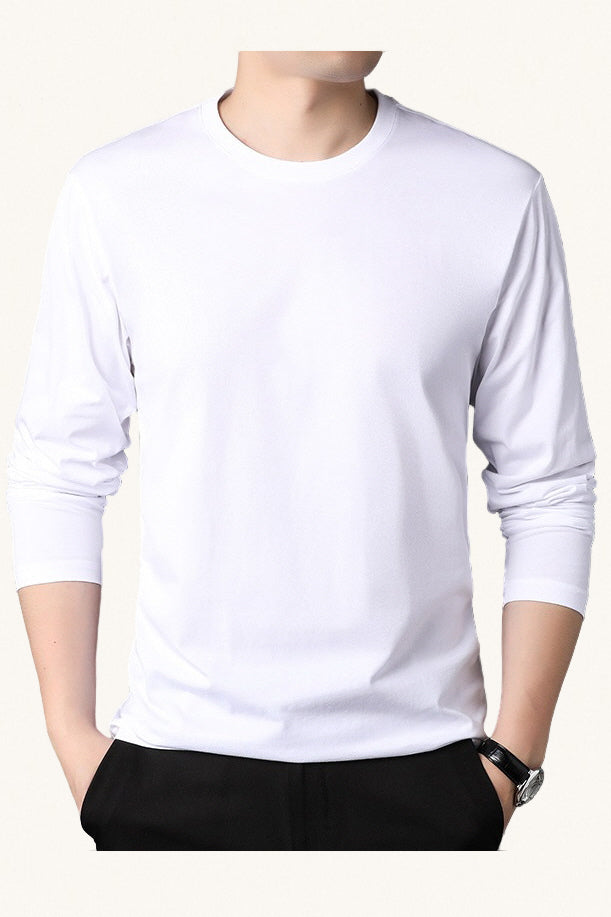 MONSEN Suitory Long Sleeve Crewneck T-Shirt in Cotton front view