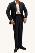 MONSEN Suitory Double-Breasted Peak Lapel Suit Set in Wool front view