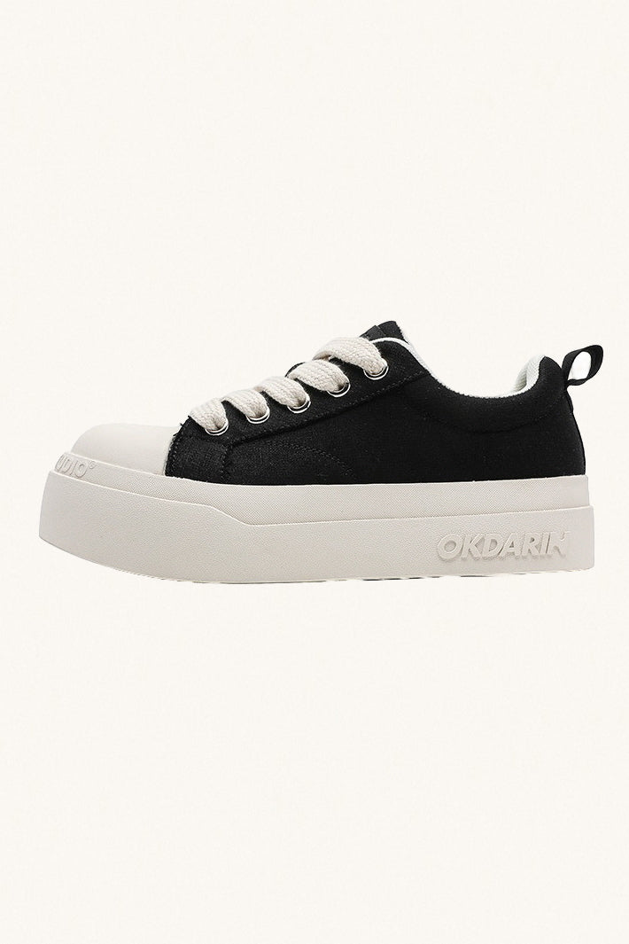 MONSEN Suitory Round-Toe Height-Boost Sneakers in Denim product image