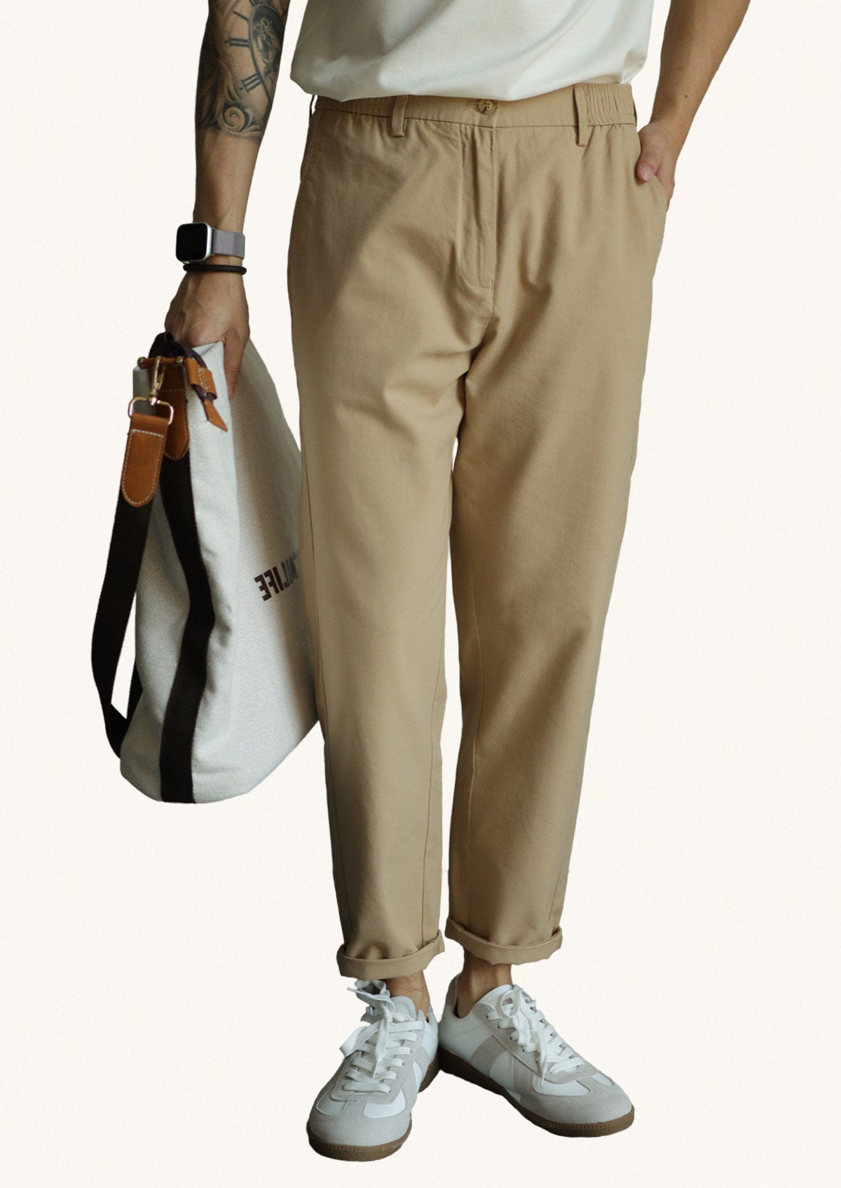MONSEN Suitory Tencel Straight-Leg Cropped Trousers product image