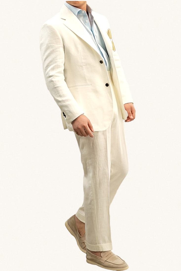 MONSEN Suitory Half-Lined 100% Linen Suit front view