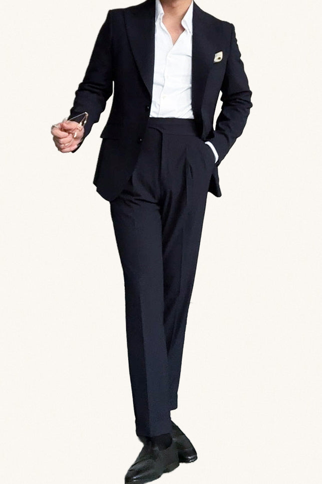 MONSEN Suitory Naples Wide-Lapel Suit Set in Performance Blend front view