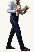 MONSEN Suitory Wrinkle-Resistant Textured Trousers in Performance Blend front view