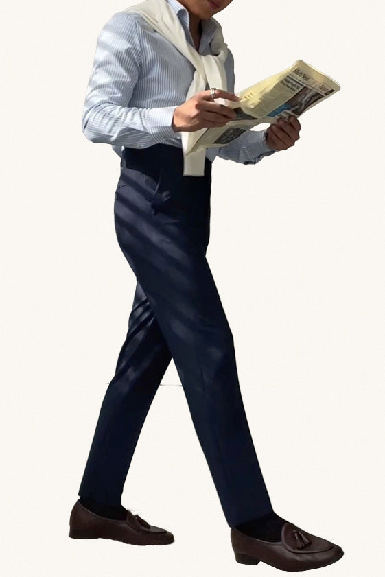 MONSEN Suitory Wrinkle-Resistant Textured Trousers in Performance Blend front view