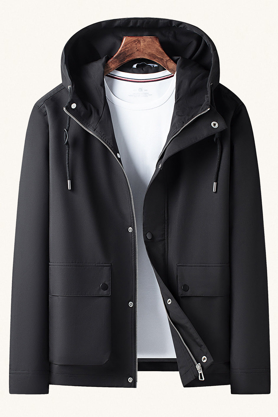 MONSEN Suitory Windproof Hooded Outwear Jacket in Performance Blend front view