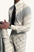 MONSEN Suitory Striped Point-Collar Shirt in Cotton front view