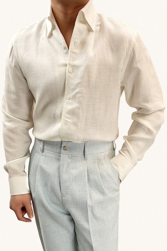 MONSEN Suitory One-Piece Collar Linen Shirt front view