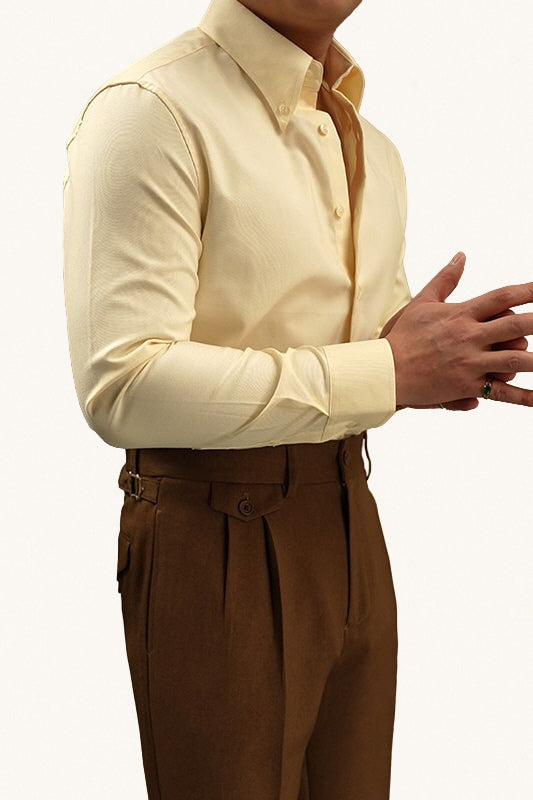 MONSEN Suitory Retro Oxford Non-Iron Wide Collar Shirt in Cotton front view