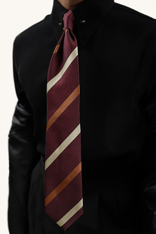 MONSEN Suitory Red Striped Tie in Performance Blend front view