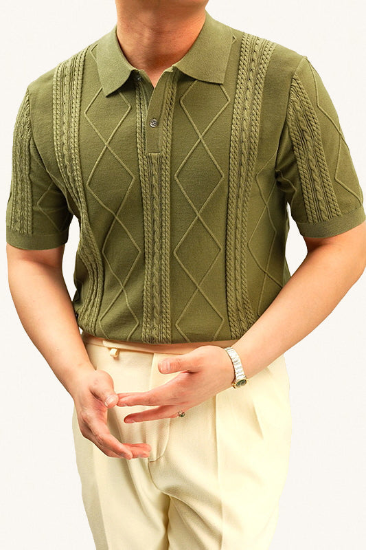 MONSEN Suitory Summer Jacquard Knit Polo in Cotton product image