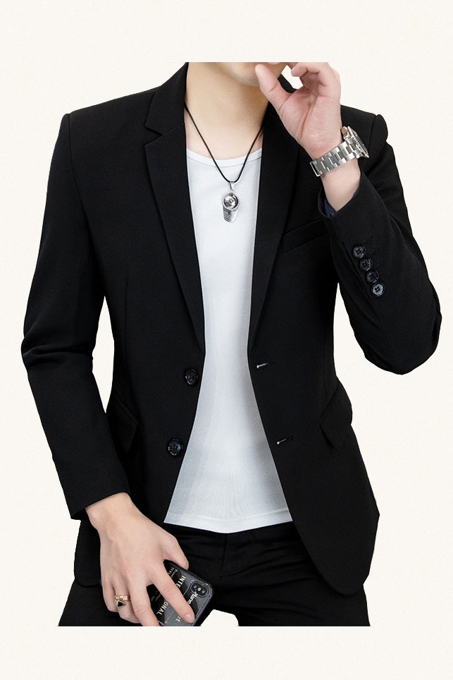 MONSEN Suitory Non-Iron Korean Slim Blazer in Performance Blend front view