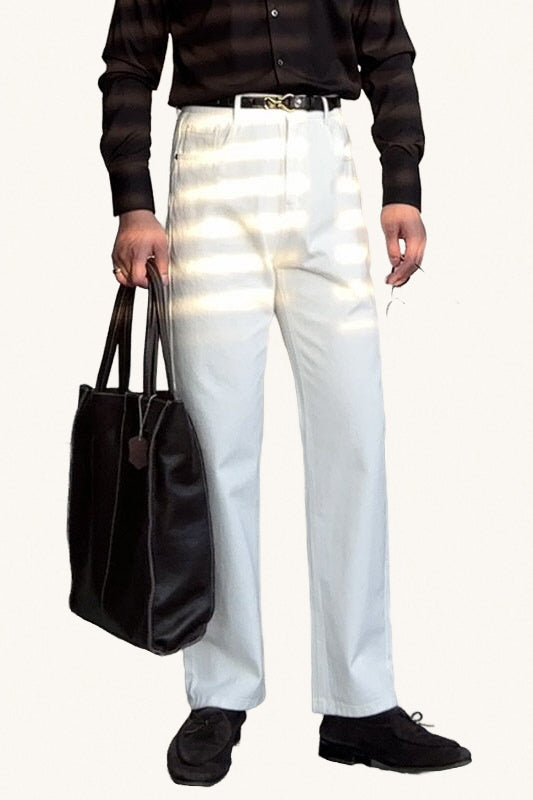 MONSEN Suitory Retro-Washed High-Rise Straight Jeans in Cotton front view