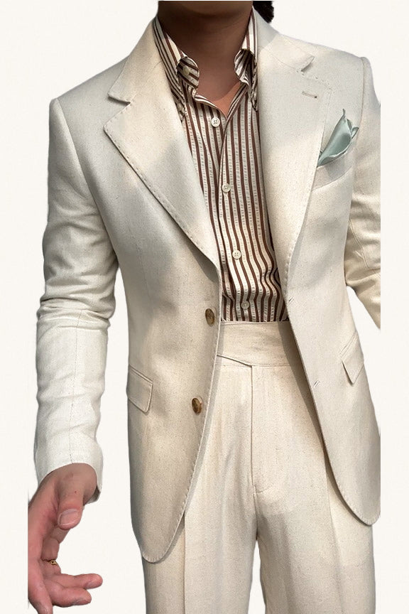 MONSEN Suitory Linen Half-Lined Single-Breasted suit1 front view