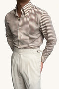 MONSEN Suitory Wide-Spread Collar Seersucker Shirt in Cotton front view