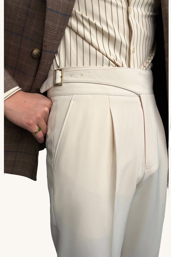 MONSEN Suitory High-Waisted Straight Trousers in Performance Blend front view
