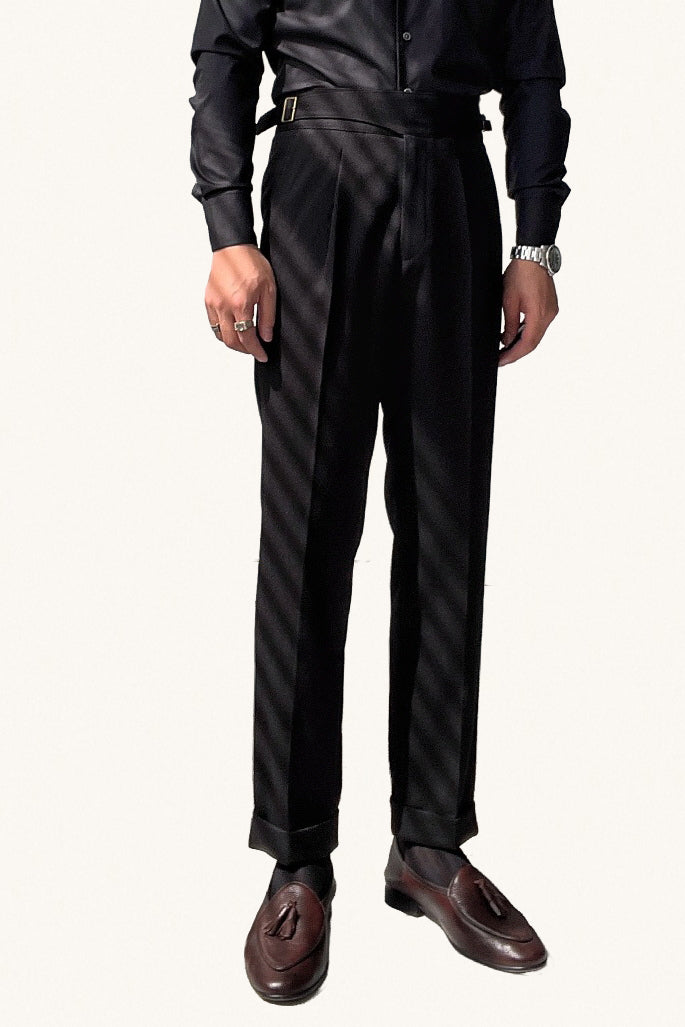 MONSEN Suitory Neapolitan High-Waist Straight Trousers in Performance Blend front view