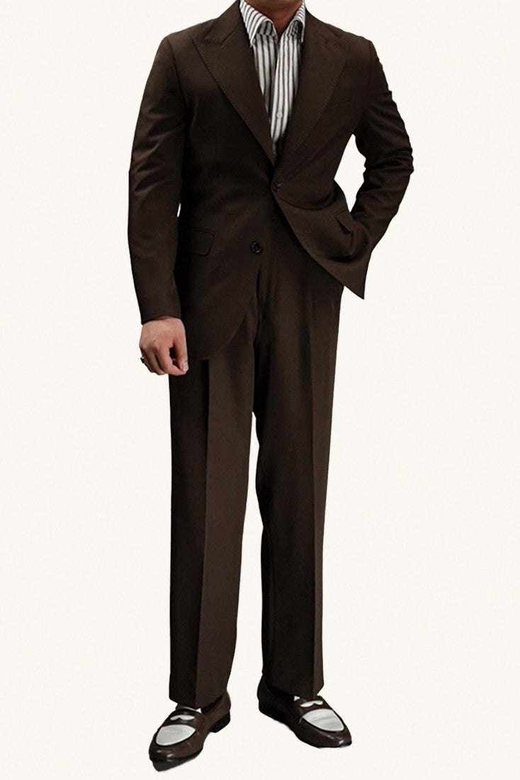 MONSEN Suitory Naples Retro Peaked Lapel Suit in Performance Blend front view
