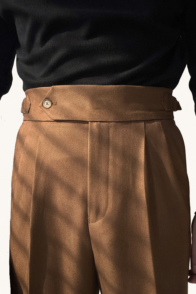 MONSEN Suitory Neapolitan High-Waisted Trousers in Performance Blend front view