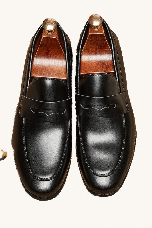 MONSEN Suitory Round Toe Slip-On Loafers in Denim front view