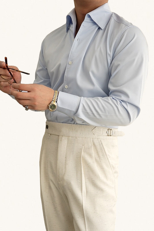 MONSEN Suitory Italian One-Piece Collar Shirt in Performance Blend front view