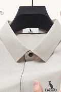 MONSEN Suitory Ice-Silk Seamless Short-Sleeve Polo in Silk Blend front view