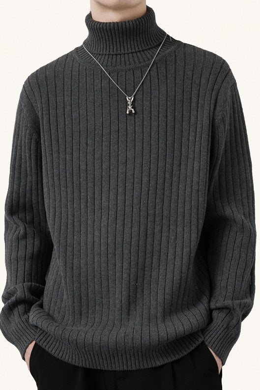 MONSEN Suitory Cotton Turtleneck Stretch Sweater front view